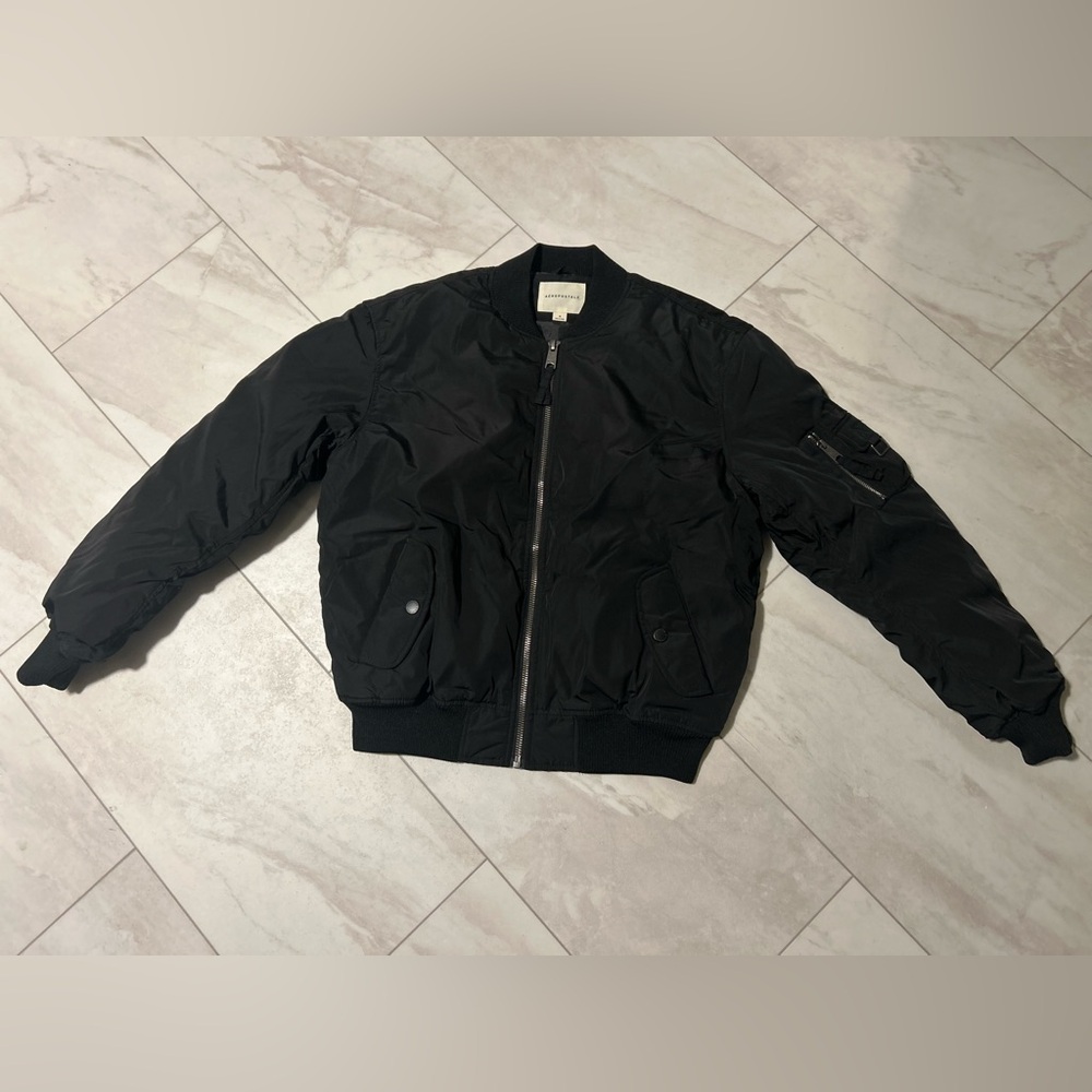 Aeropostale Classic Black Bomber Jacket
